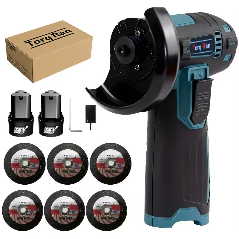 ハンディアングルグラインダー ディスクグラインダー 研磨工具 充電式 12Vバッテリー・砥石6枚付き 金メッキ金属研磨/石材・木材加工/錆取り、DIY、日曜大工、家具組立に最適