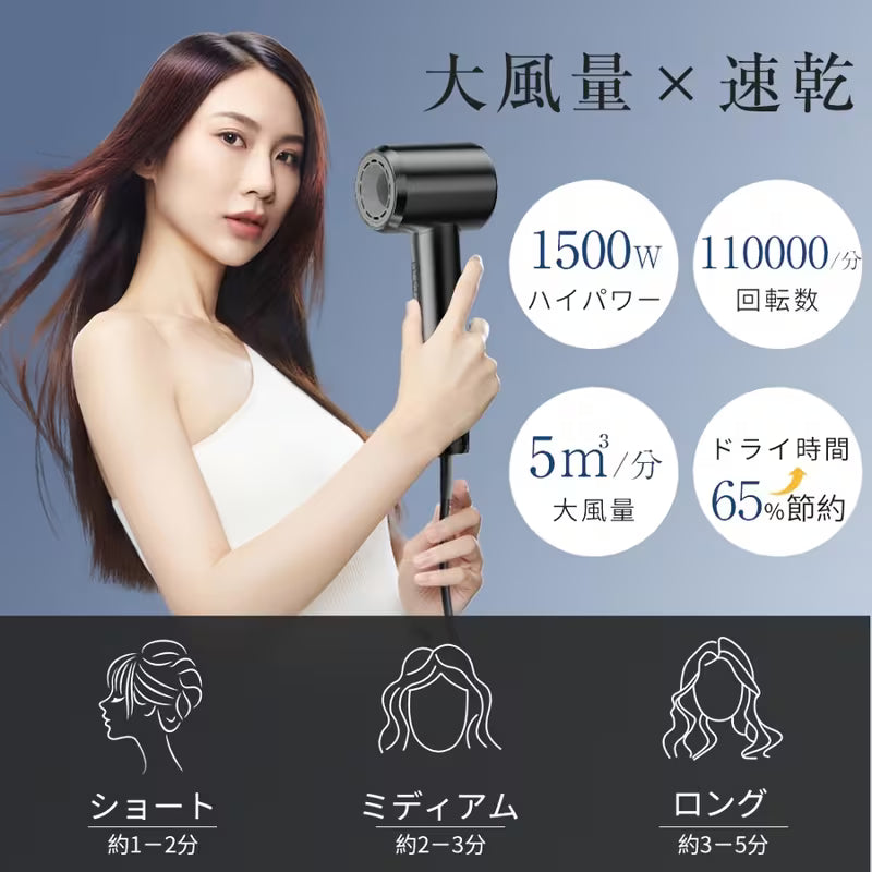 ドライヤー 高速乾燥 大風量 軽量 低騒音 定温 ヘアケア 保冷 過熱防止 スタイリスト向け サロン品質 髪質改善 ノズル付き 美容家電 家庭用 静電気対策