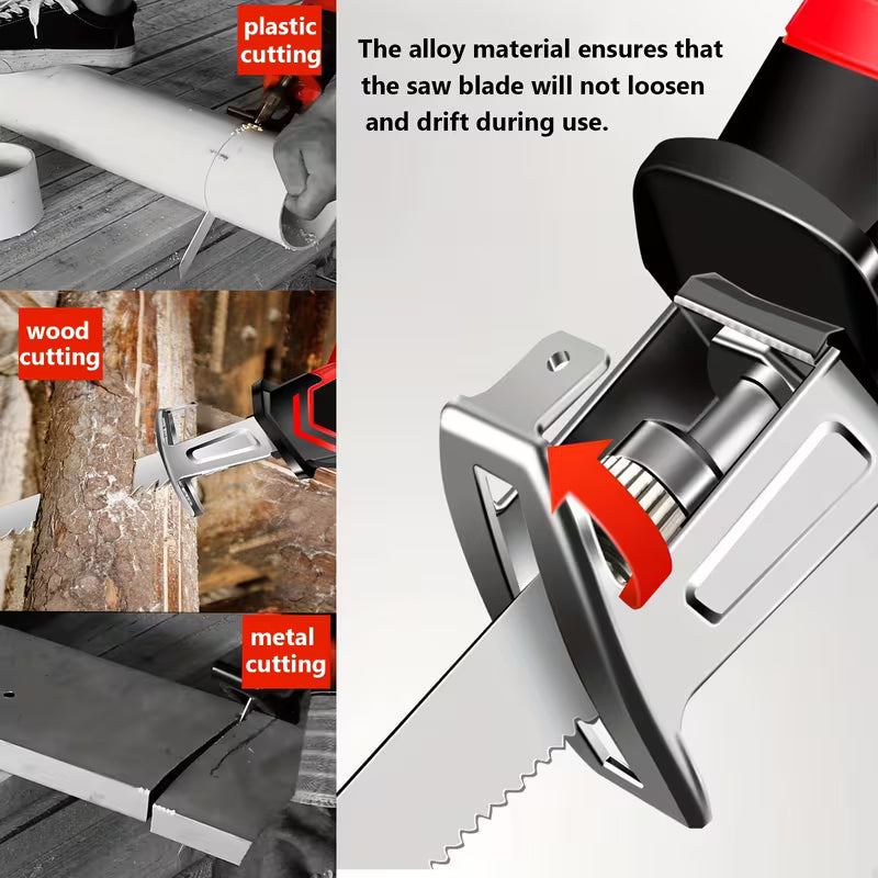 【電動ノコギリ 21V】バッテリー2個とノコギリ刃10枚付き、レシプロソー、速度調整可能レシプロソー、家庭用小型充電式ノコギリ（沖縄県への配送はできません。ご購入をご遠慮ください）